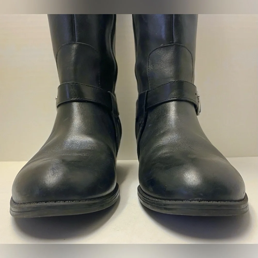 Ralph Lauren Riding Boot Margarite Women's Sz 8 B Black Leather Zip Knee High - Picture 5 of 15